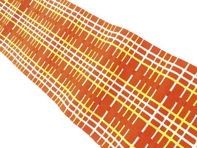 リサイクル　格子模様織出し名古屋帯